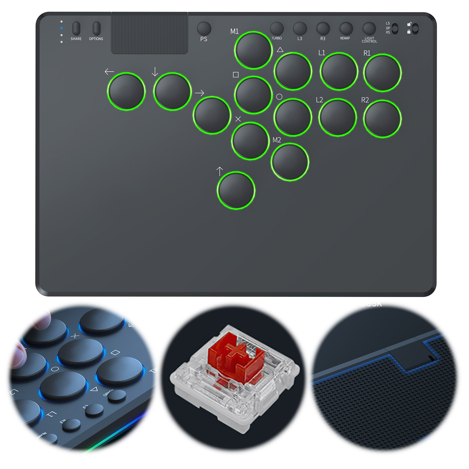 Arcade X - 14키 올버튼 아케이드 컨트롤러(RGB 아케이드 파이팅