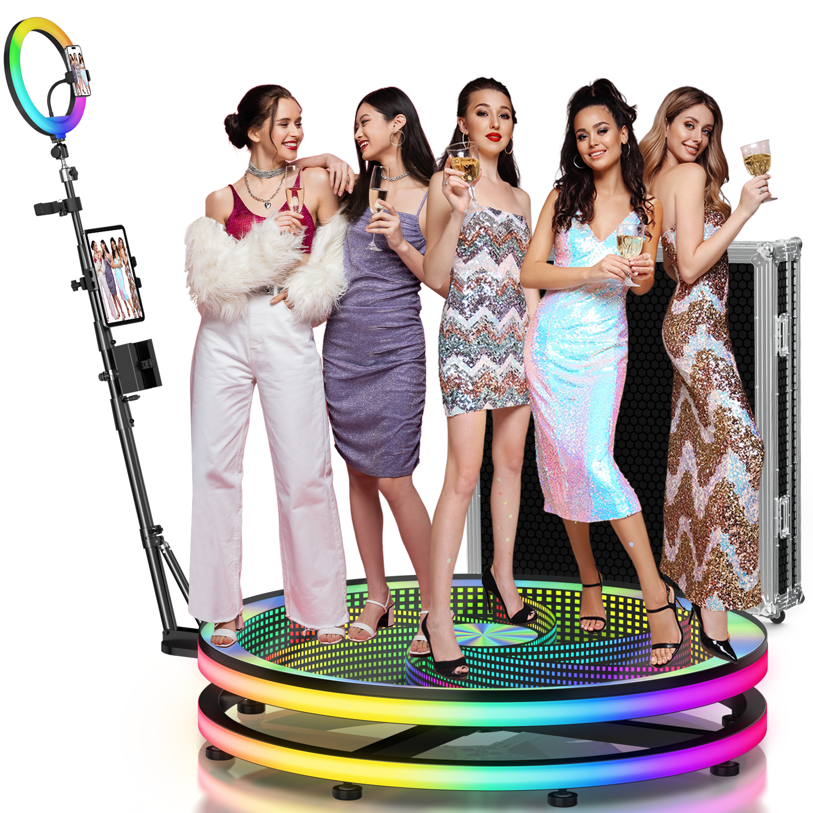 Photo Booth Machine - 39.4인치 360 포토 부스 (5인용, 유리