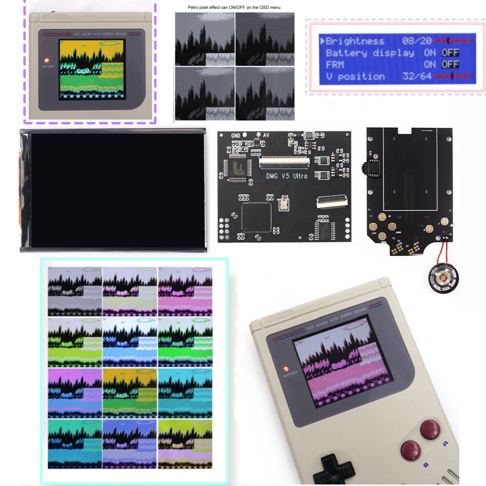36가지 색상 변환 모드 RIPS 스크린 GBO DMG - Lcd Screen Arcade 리뷰 및 가격
