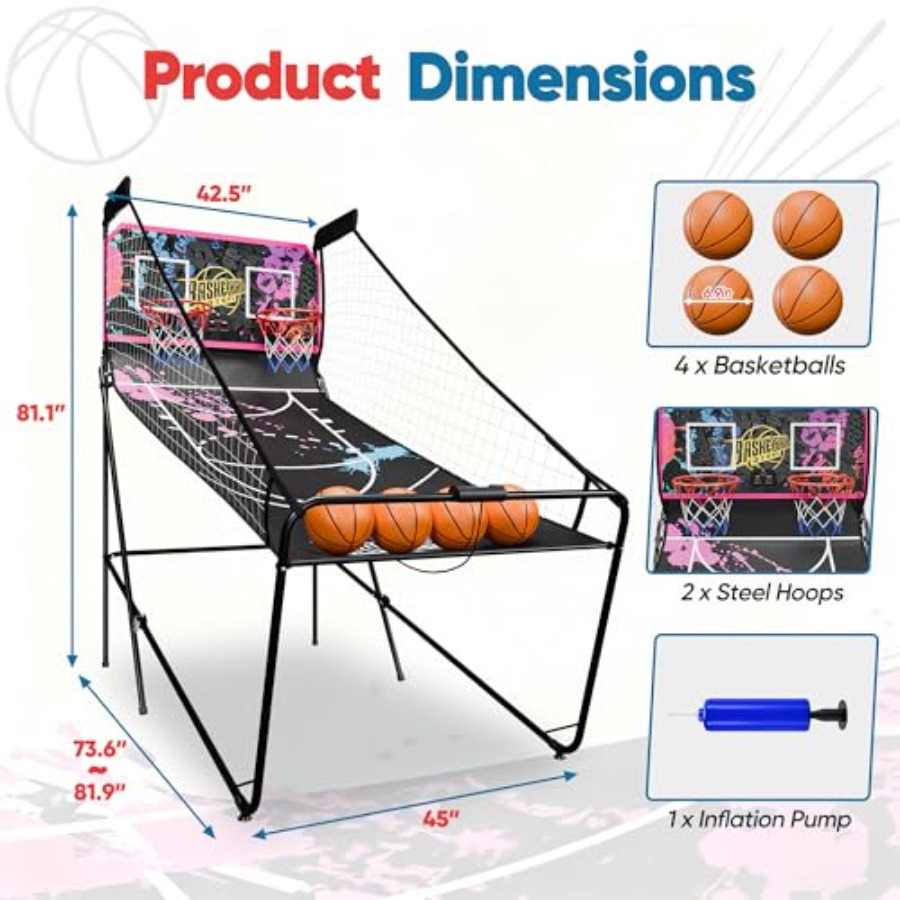 실내용 접이식 2인용 전자 농구 아케이드 게임, 듀얼  - Basketball Arcade Game 리뷰 및 가격