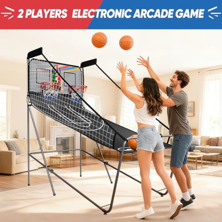 실내용 접이식 2인용 전자 농구 아케이드 게임, 듀얼  - Basketball Arcade Game 리뷰 및 가격